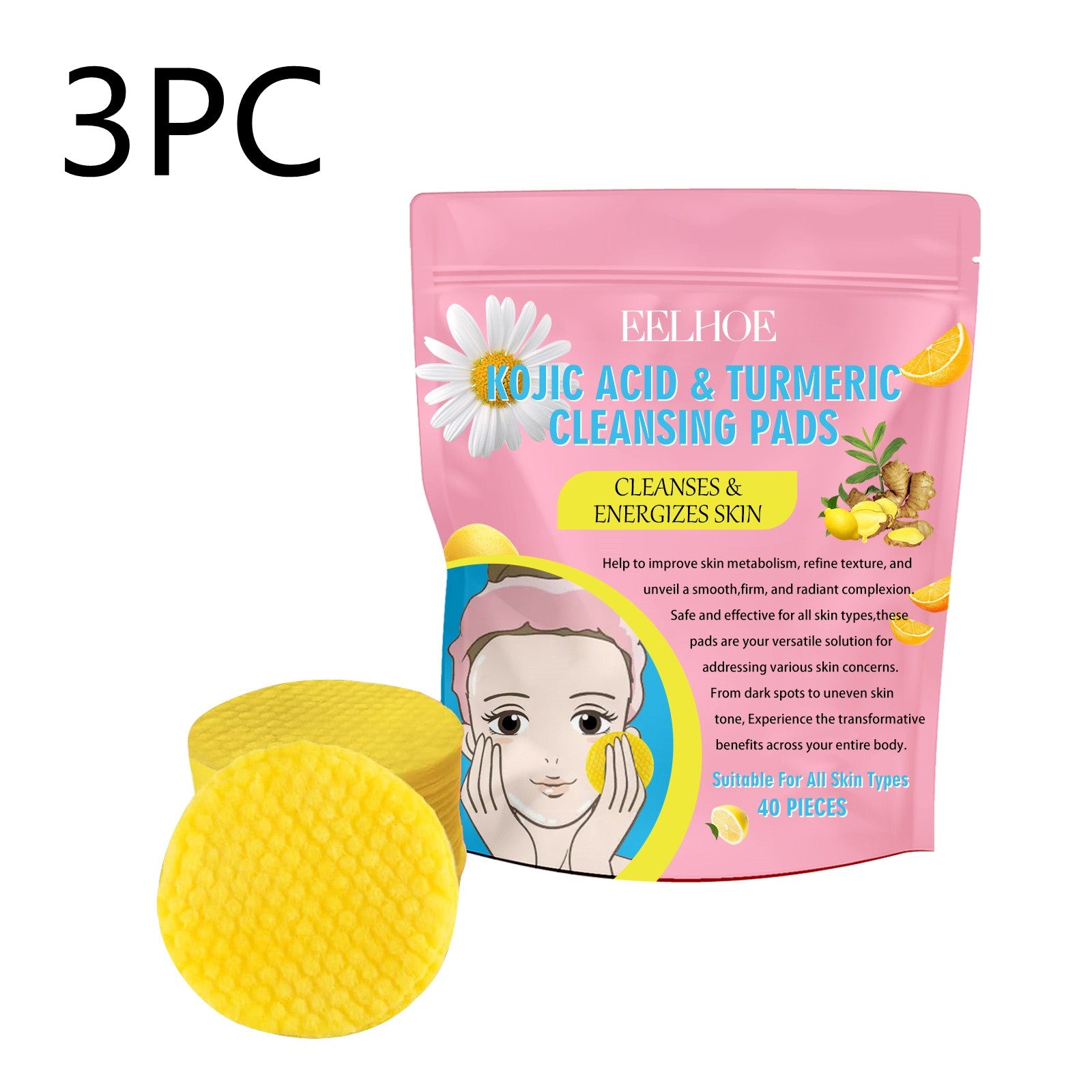Kojic Acid Turmeric Cleansing Pads | Brightening & Gentle Skincare