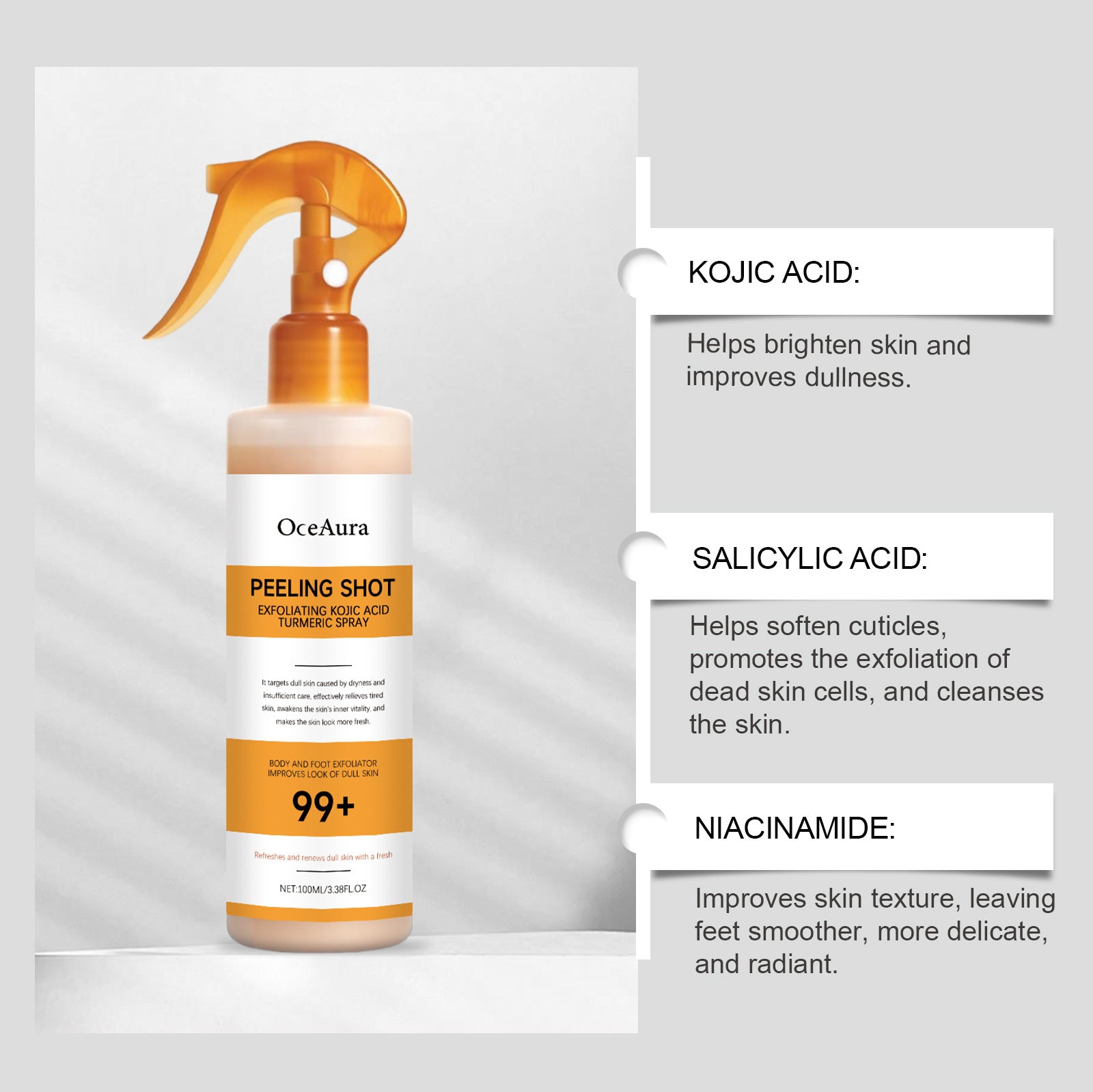 OCEAURA Kojic Acid Turmeric Cutin Cleaning Spray | Brightening & Gentle Skincare