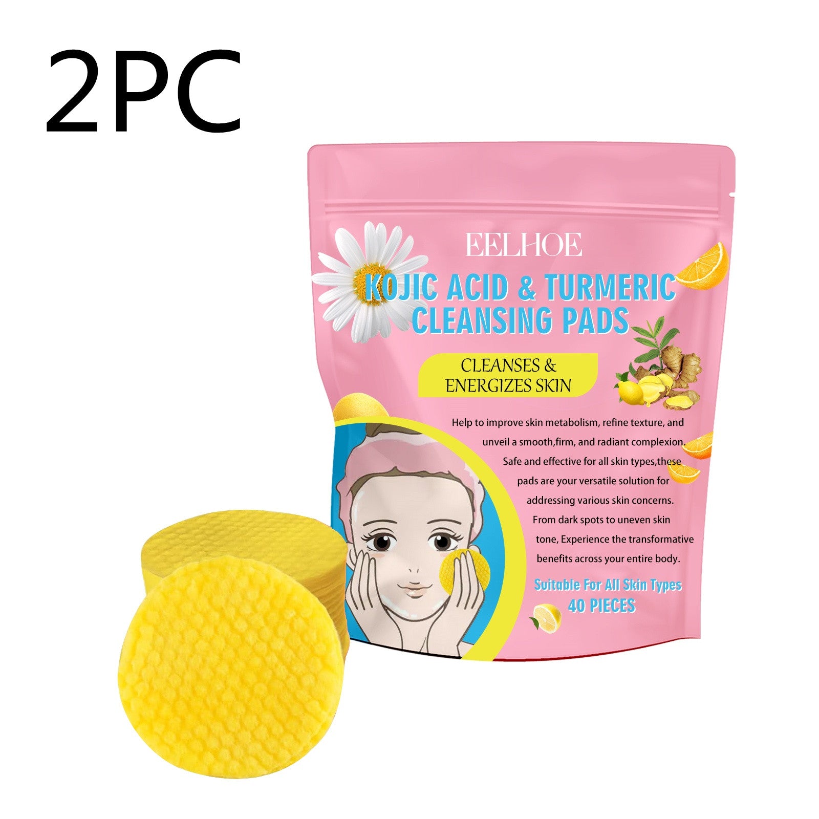 Kojic Acid Turmeric Cleansing Pads | Brightening & Gentle Skincare