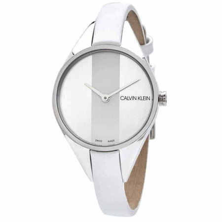 CALVIN KLEIN WOMEN WRISTWATCH REBEL K8P231L6 LEATHER WHITE BLACK DIAL SWISS MADE