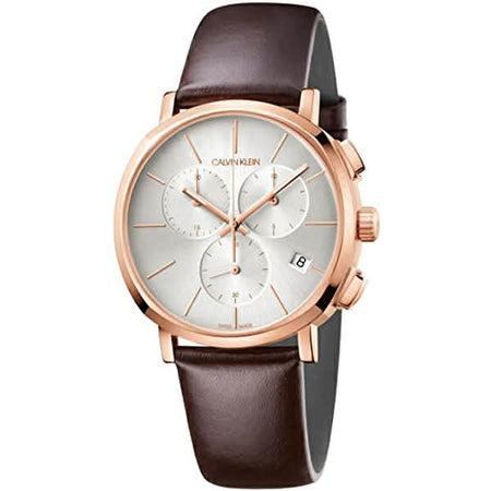 CALVIN KLEIN BROWN LEATHER STRAP WATCH FOR MEN K8Q376G6