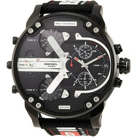 DIESEL MR DADDY 2.0 57MM WATCH FEATURES A BLACK BRUSHED DIAL SKU DZ7433