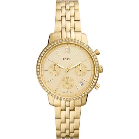 FOSSIL LADIES NEUTRA GOLD PLATED CHRONOGRAPH STRAP SKU ES5219
