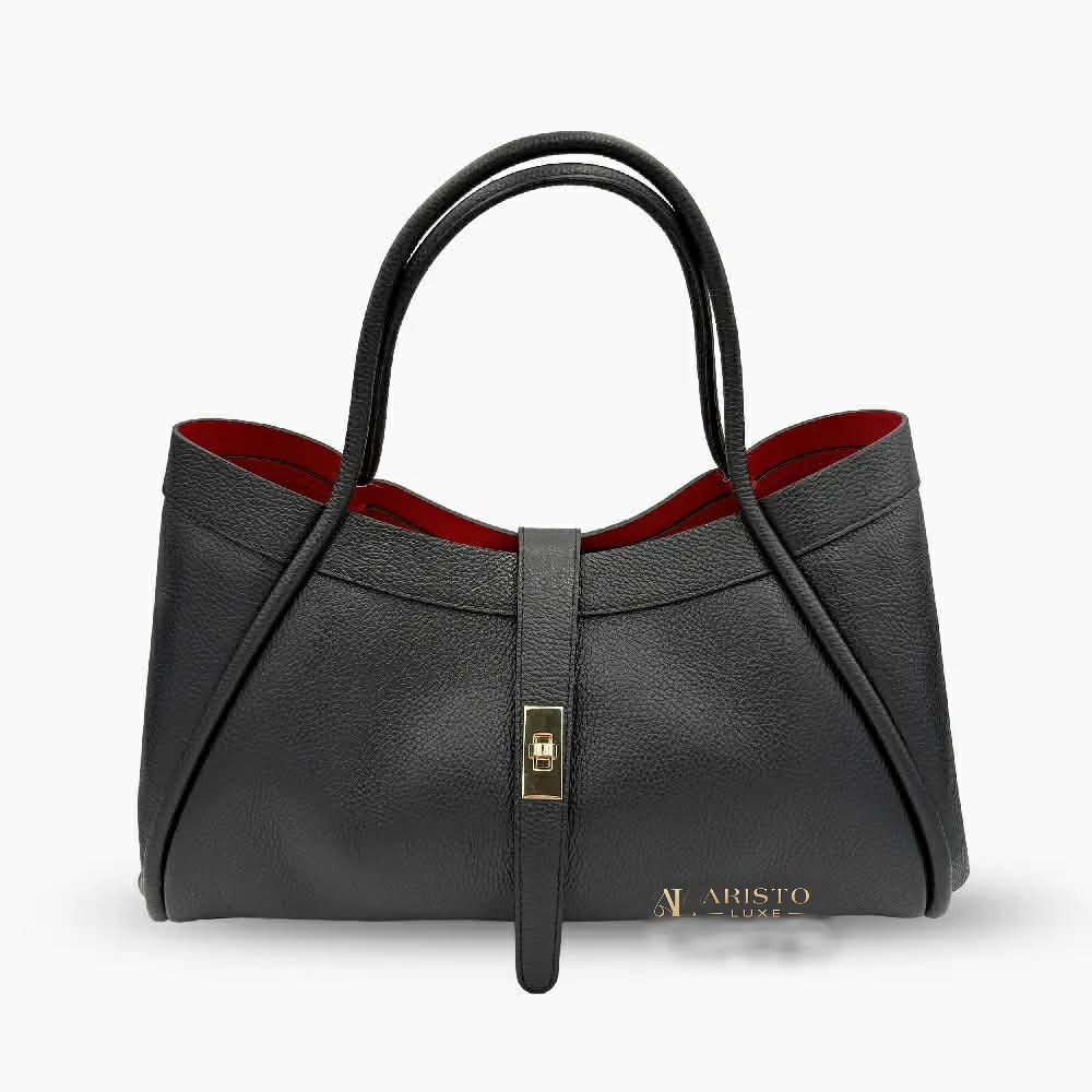 Shoulder Bag with Pochette in Genuine Leather Made in Italy | Luxury Leather Set