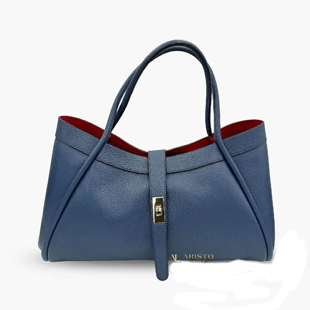 Shoulder Bag with Pochette in Genuine Leather Made in Italy | Luxury Leather Set