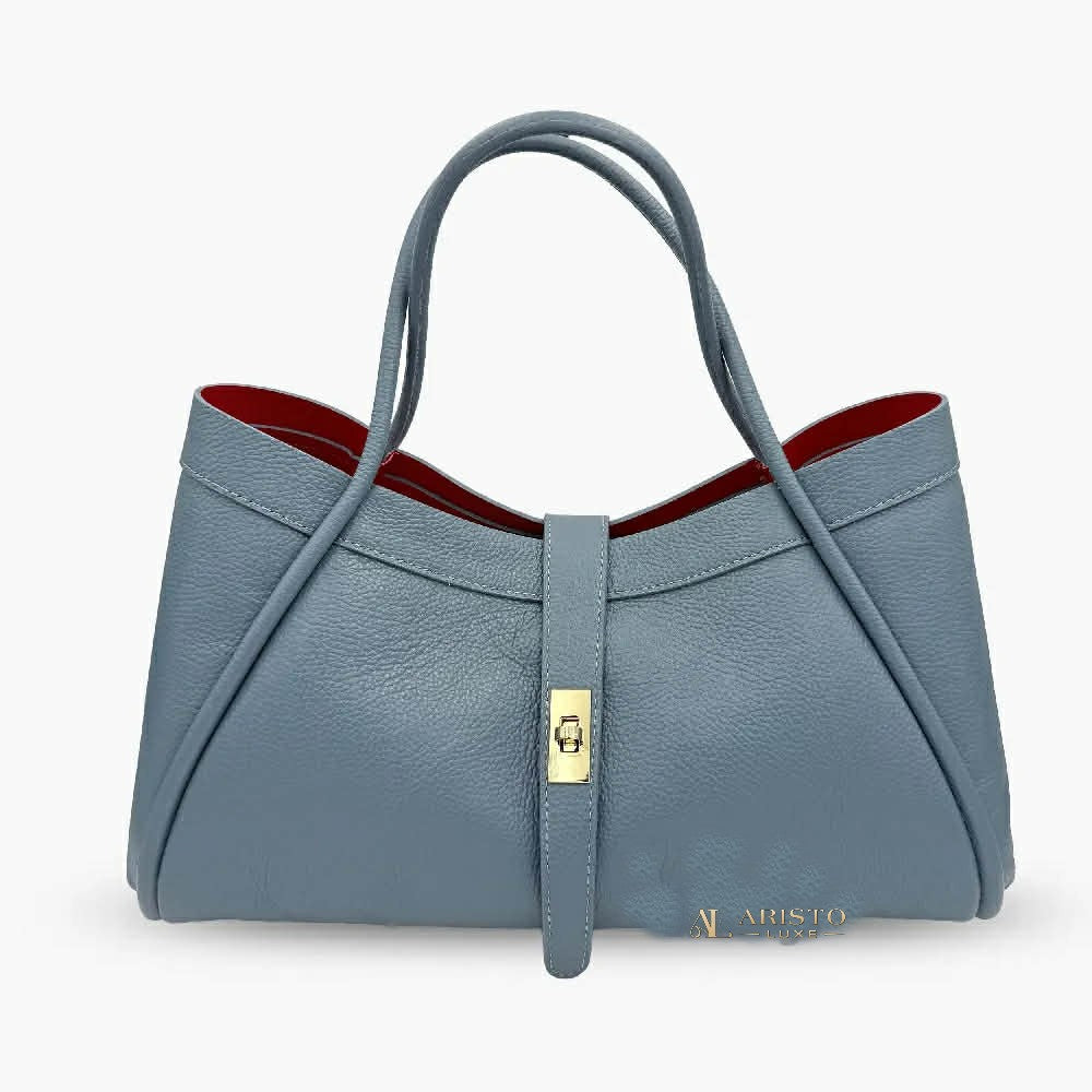 Shoulder Bag with Pochette in Genuine Leather Made in Italy | Luxury Leather Set