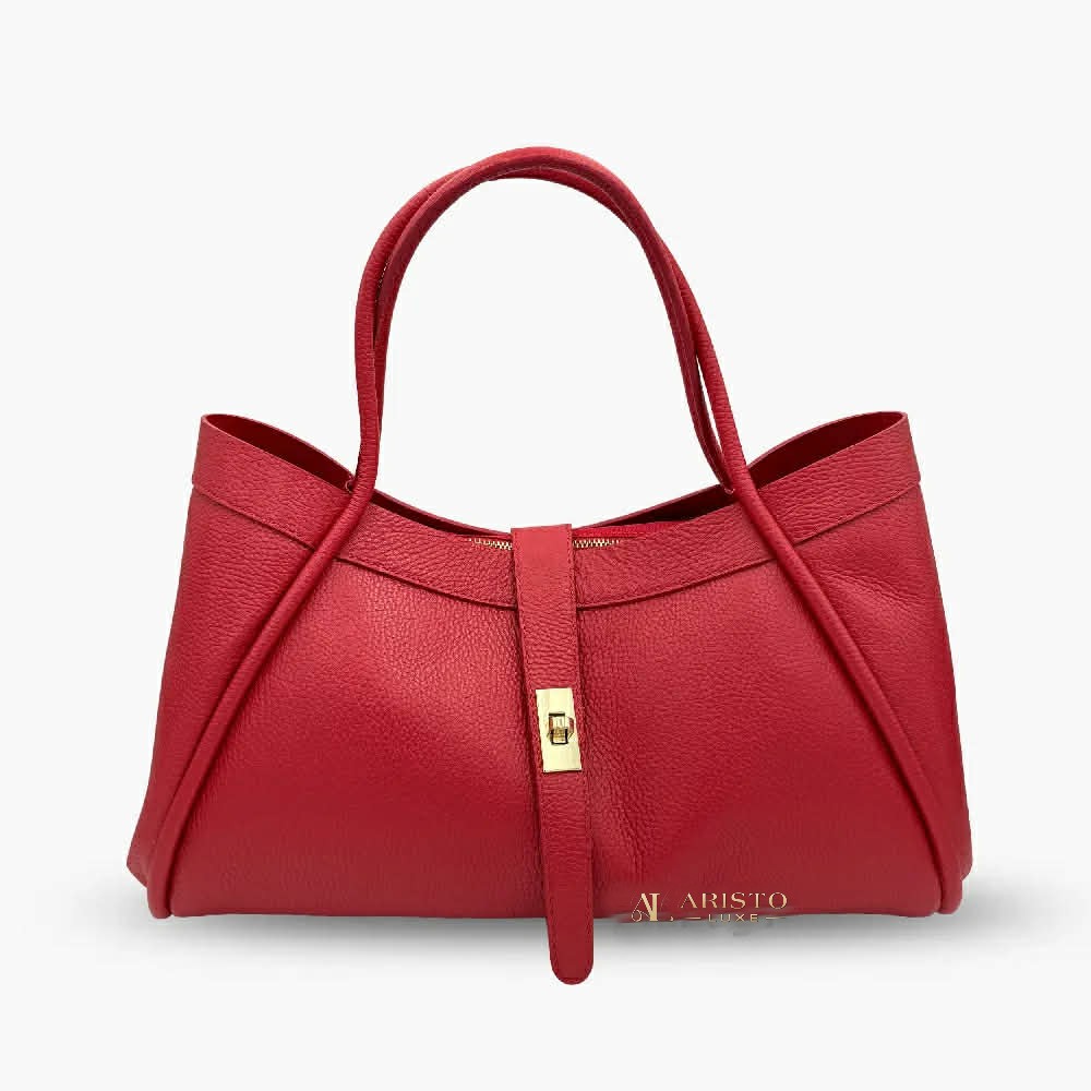 Shoulder Bag with Pochette in Genuine Leather Made in Italy | Luxury Leather Set